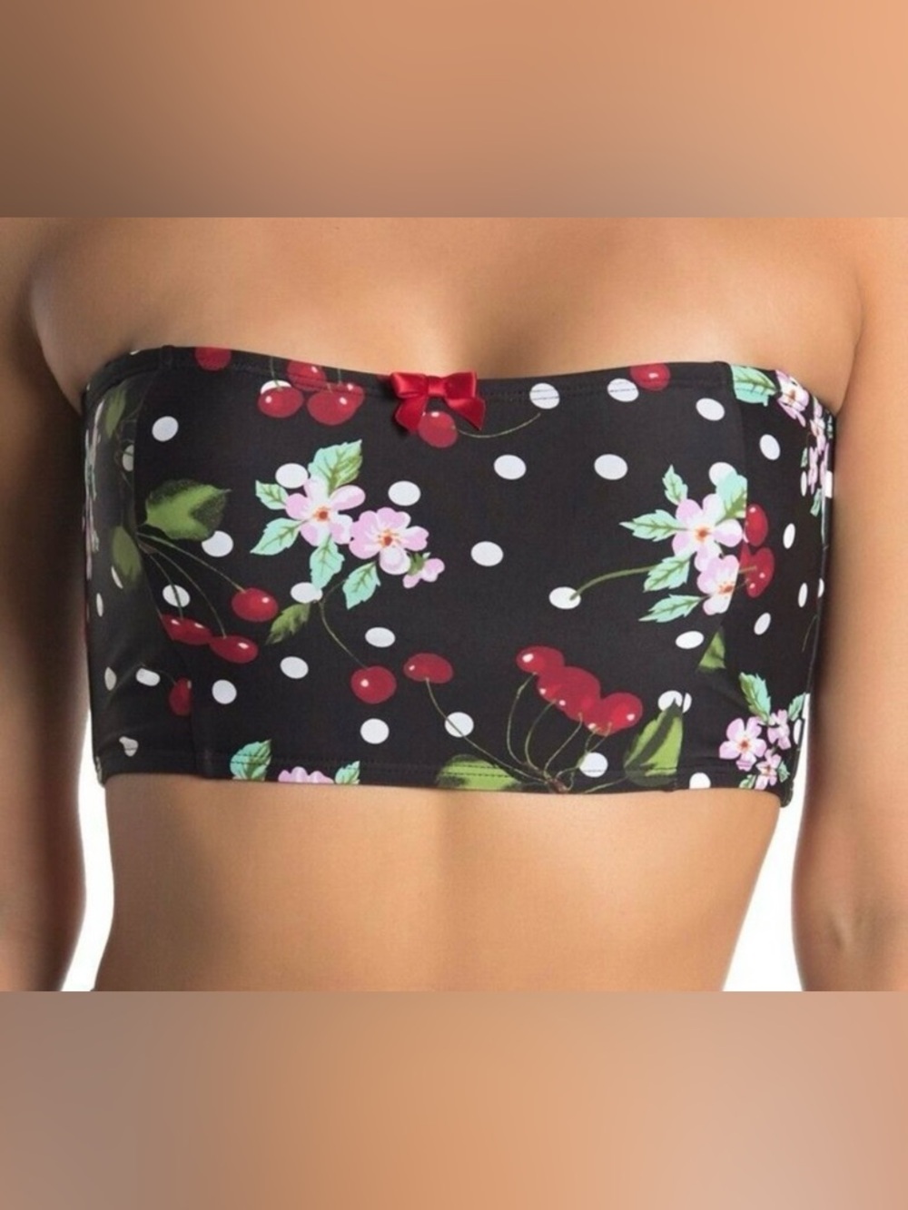 Betsey Johnson Cherry Bomb Strapless Bikini Top